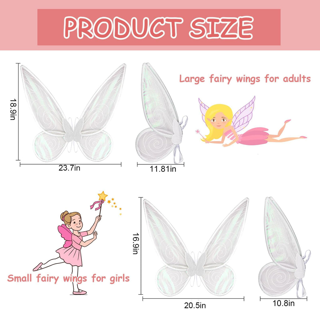 Generic Fairy Wings for Adults, Butterfly Wings for Girls, Angel Wings, Fairy Costume for Women Halloween Dress Up Party Favor White, Medium