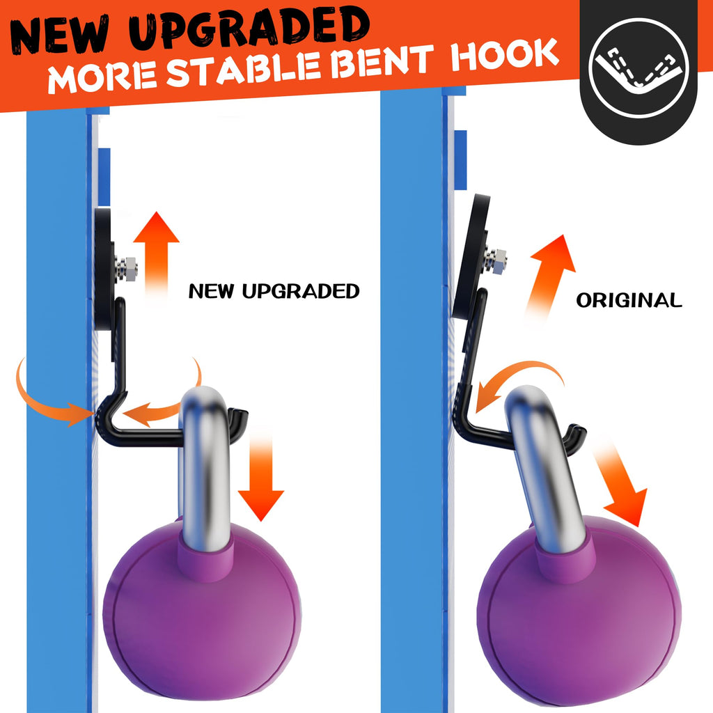 ULIBERMAGNET Upgraded Large Magnetic Hooks,Strong Heavy Duty Magnet Hooks for Power Drill,Broom,Garden Tools,Pegboard,Garage,Workshop,Hardware, 4 Pack Magnet Storage Holder for Hanging(Black)