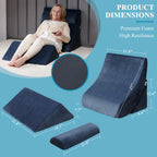Qirroboni 4PCS Orthopedic Bed Wedge Pillow Set, Adjustable Pillows for Neck Back and Leg Pain Relief Comfortable & Post Surgery Foam- Heartburn Anti Snoring Acid Reflux & GERD Sleeping Full Navy