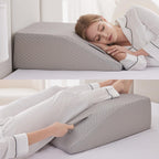 Ruqmuis Leg Elevation Pillow for After Surgery, 10inch Foam Leg Elevating Pillow for Swelling and Blood Circulation, Leg Wedge Pillow for Sleeping, Knee Pillow for Knee Hip Ankle Pain Relief, Grey