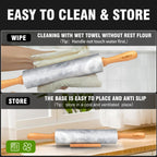 Walfos Marble Rolling Pin Set With Non Stick Silicone Pastry Mat, 16.5 Inch Dough Rolling Pins For Making Pizza, Tortillas And Cookies, Backing Rolling Pin For Pie Crust, Pizza, Pasta (Gray & White)