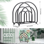 ROLHABIK Metal Napkin Holder for Table - No Assembly Matte Black Paper Napkin Holders for Kitchen, Compact Design Cocktail Napkins Hoder Dispenser for Home Countertop, Restaurant & Outdoor Use