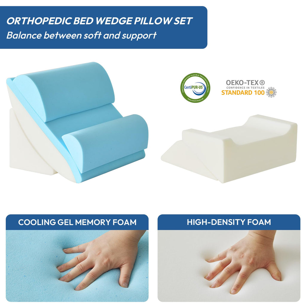 Ahpmeoa 6PCS Wedge Pillow Set for After Surgery, Sit Up Pillow for Bed, Back Support Pillow, Bed Wedge for Shoulder, Leg Pain Relief, Post Surgery Pillow for Sleeping, Acid Reflux, Grey