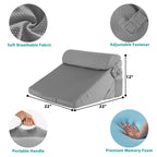 Bedluxe 3Pcs Orthopedic Bed Wedge Pillow Set, Foam Wedge Pillow Post Surgery for Back, Leg and Knee Support, Adjustable 9&12 Inch Folding Triangle Pillow for Sleeping, Acid Reflux, Snoring, Grey