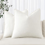 MIULEE Linen Pillow Covers 24x24 Inch Cream White Decorative Throw Pillow Covers Pack of 2 Soft Accent Farmhouse Couch Christmas Pillowcases Modern Home Decors for Sofa Cushion Living Room Bed