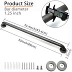 Rackickyer Shower Grab Bar, 2 Pack 32 Inch Gray Bathroom Grab Bar, 1.25" Diameter 304 Stainless Steel Anti-Slip Grab Bars for Bathtubs and Showers, Handicap Shower Grab Bar for Seniors Elderly