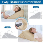 Sasttie Wedge Pillow Headboard, Adjustable Bed Wedge Pillow for After Surgery, Sleeping, Acid Reflux, Neck Pain, Back Pain, and Surgery Recovery, Beige
