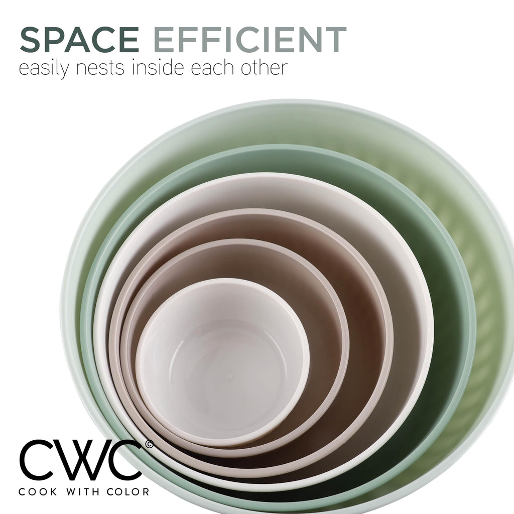 COOK WITH COLOR Prep Bowls with Lids- Wide and Deep Nesting Plastic Small Mixing Bowl Set with Lids, 12 Piece Set - Wide Bowls, Mint