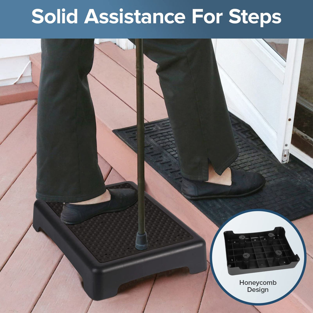 TARFEPA Step Stool,Mobility Step Stool for Adults,Indoor/Outdoor Portable Stair Assist,Anti-Slip Bathroom Step Stool,Platform Step for Kitchen,Office,and Bedroom,Car Step Stool for Elderly,Black