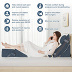 Lazyzizi 6pcs Orthopedic Bed Wedge Pillow Set, Memory Foam Wedge Pillow for Sleeping, Knee, Lumbar and Back Pain Relief Adjustable Bed Pillow - Acid Reflux, Anti Snoring & GERD Sleeping, Grey