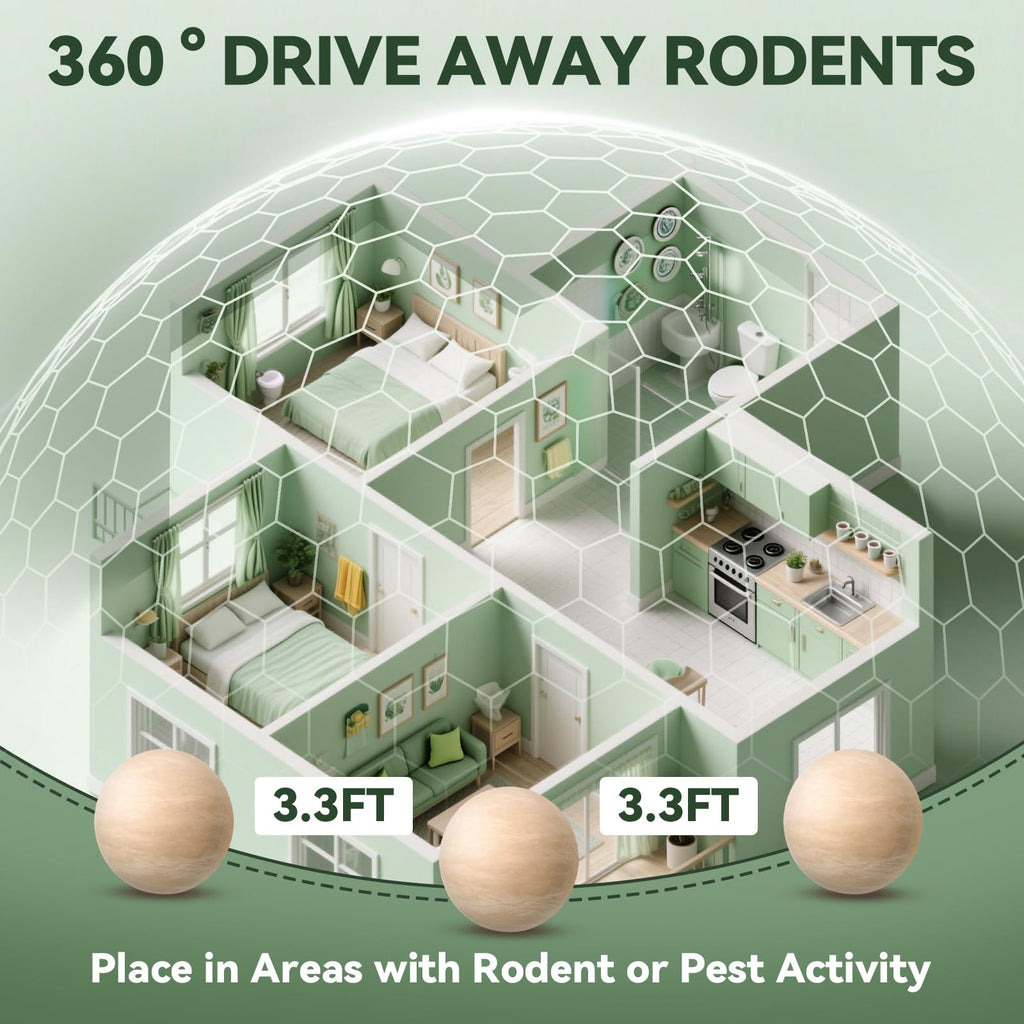 Rodent Repellent 36 Balls, Peppermint Oil Mouse Repellent Indoor & Outdoor Use, Natural Moth Balls for Rodent Mice Repellent for Home, Garage, Car, RV & Garden