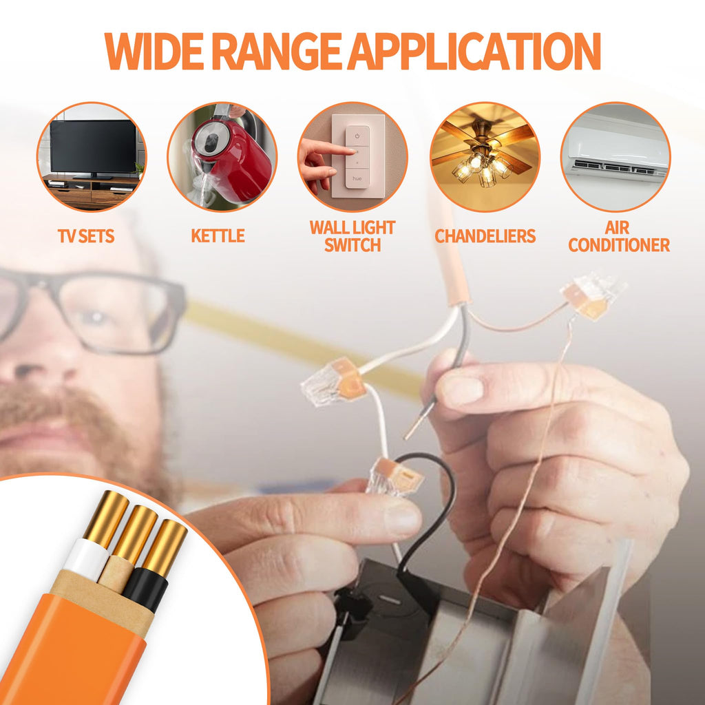 Energeaster 10/2 NM-B Wire,with Ground Indoor Electrical Copper Wire，10 Gauge Wire 2 Conductor Non-Metallic Sheathed Copper Cable(25FT Orange)