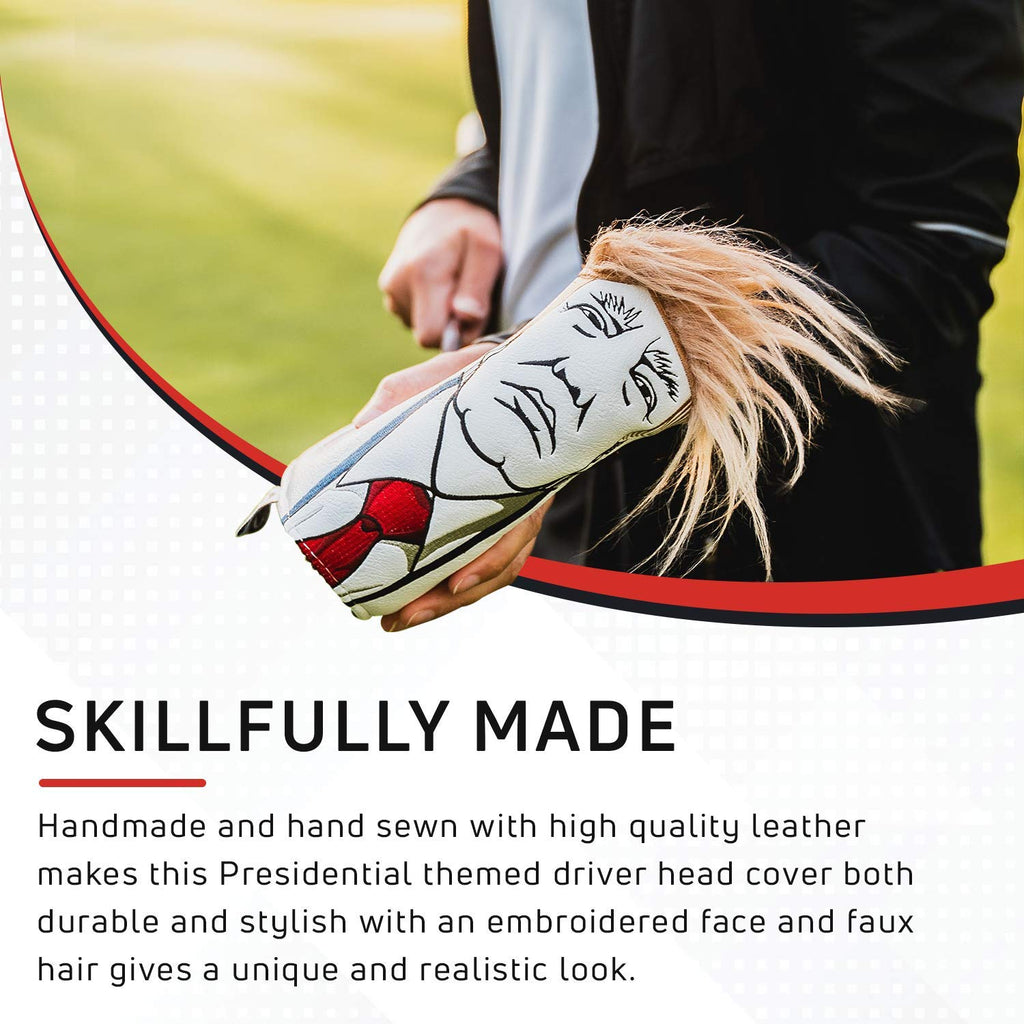 Pins & Aces Keep America Great Premium Golf Club Headcover - Quality Leather, Hand-Made Funny Head Cover - Style and Customize Your Golf Bag - Tour Inspired, Donald Trump Golf Design (Driver)