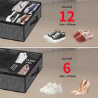 Sturdy Under Bed Shoe Storage Organizer, Set of 2, Fit 12 to 24 Pairs, Underbed Shoes Closet Storage Solution with Clear Window, Breathable, L29.3 x W23.6 x H5.9, Linen-like Black, MXAUBSB2P
