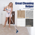 Heilo Magic Broom Sweeper Household Silicone Broom, Multifunction Squeegee with 2 Heads Brush and Scrape, Magic Broom with Extra-Long Adjustable Aluminum Handle for Floor, Glass, Tile (Ocean Blue)