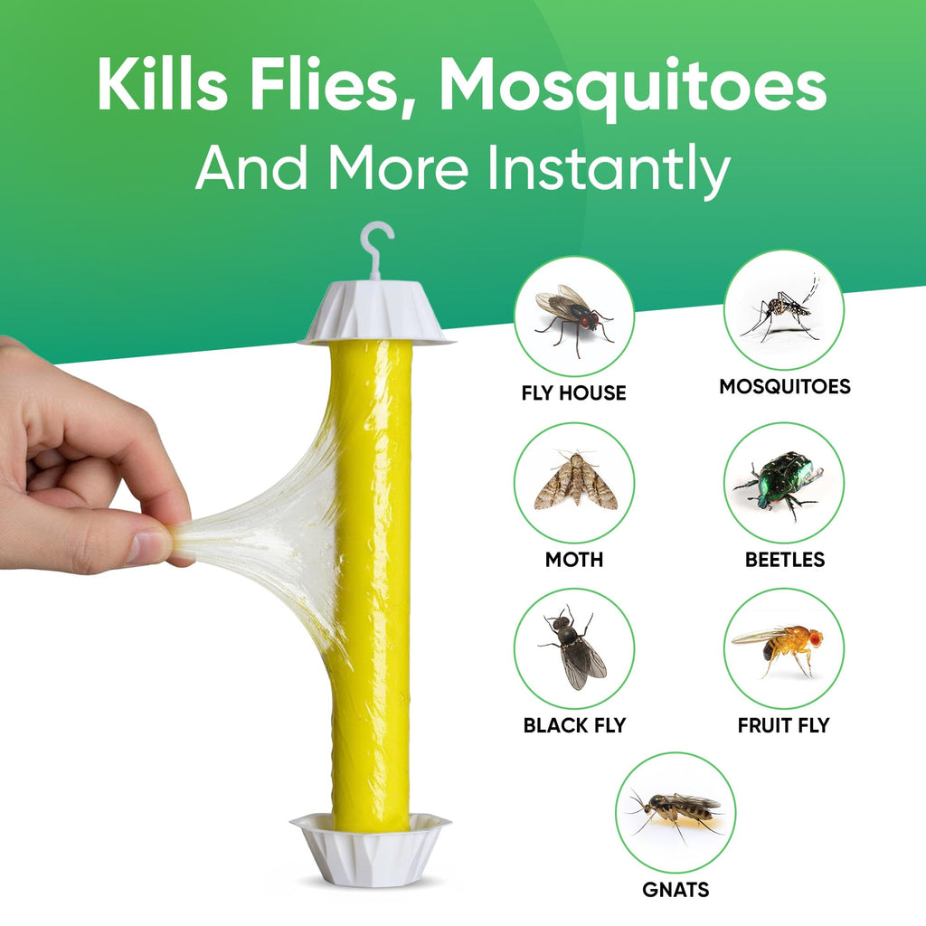 Sticky Fly Trap Indoor & Outdoor Pack of 4 | Hanging Fly Stick for Gnats, Flies, Wasps, Mosquitoes & Other Flying Bugs | Fly Trap Sticky | Home Pest Control | Flying Insect Trap Rolls | Ucatch