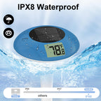 Digital Pool Thermometer Floating Easy Read –Solar Powered Floating Digital Temperature Gauge for Accurate Testing, Big LCD Screen for Easy Reading, °C/°F Display, IPX-8 Waterproof (Navy Blue)