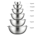 FineDine Stainless Steel Mixing Bowls Set, Dishwasher Safe, Up To 8 Quart Metal Mixing Bowls For Kitchen, Nesting, Large, Small, Big Food Prep, Cooking, Baking