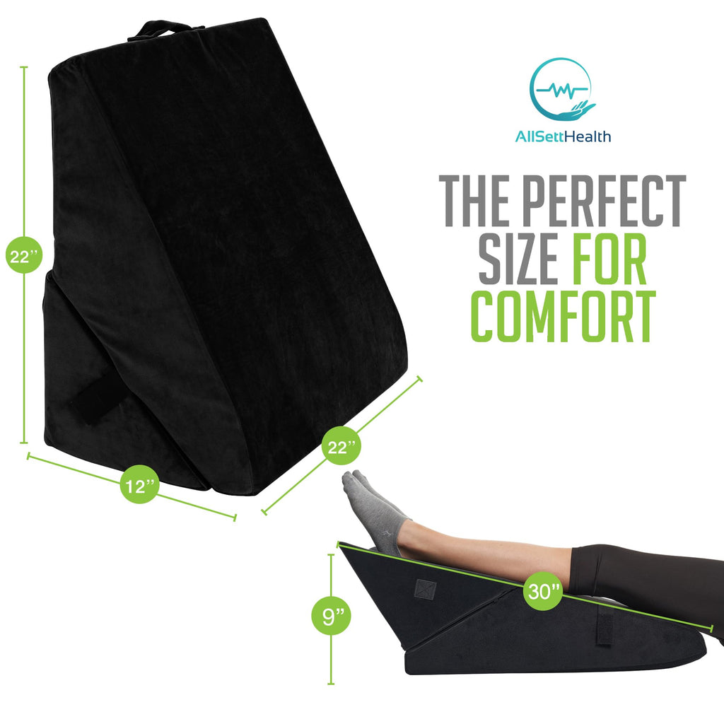 Adjustable Bed Wedge Pillow for Sleeping - 7 in 1 Incline Folding Memory Foam Cushion - Body Positioner System for Legs or Back | Support Pillow Helps Acid Reflux, Anti Snoring, Heartburn, GERD