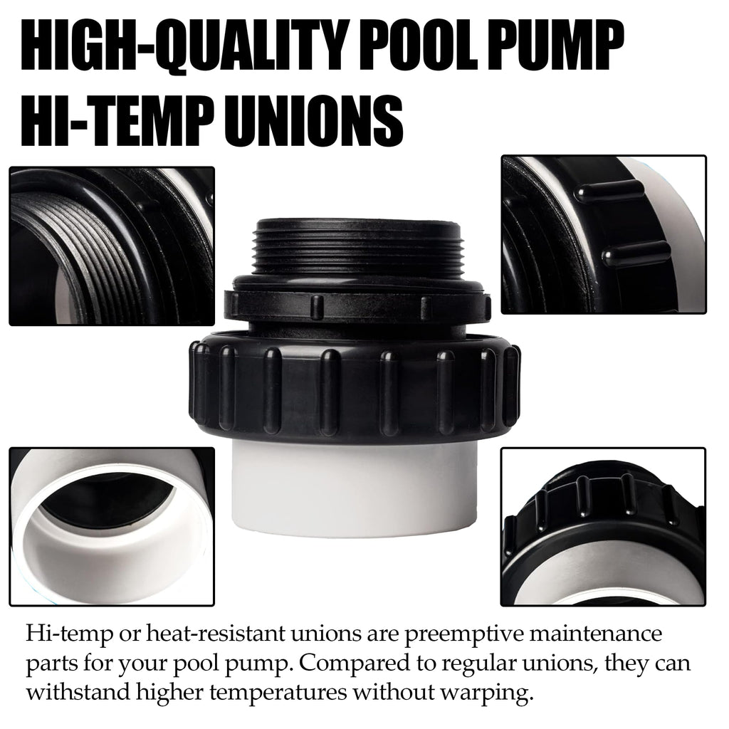 TonGass (2-Pack) 2" MIP x 2.37" PVC Hi-Temp Unions Compatible with Pentair Whisperflo & Intelliflo Pool Pumps Hand-Tightened Pool Pump High Temp Unions Replacement for Schedule 40 Male Adapters