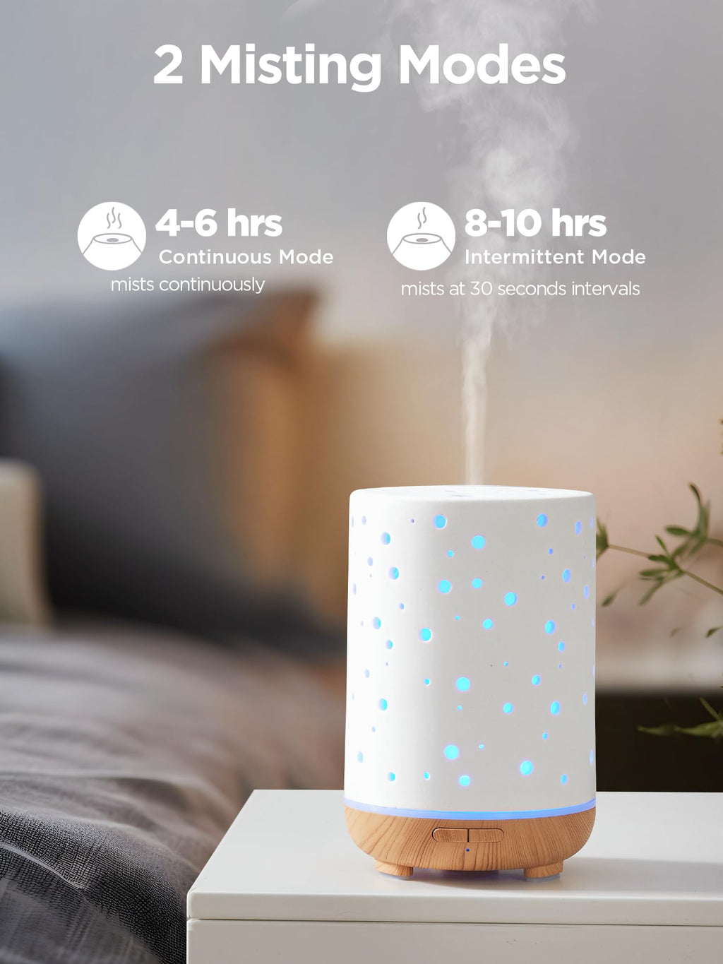 InnoGear Essential Oil Diffuser, 150ml Ceramic Diffuser Ultrasonic Air Diffusers Humidifier Cool Mist Aromatherapy Diffuser with 2 Mist Modes Waterless Auto Off for Home Office, White