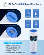 POOLPURE 4CH-949 Spa Filter Replaces Pleatco PWW50L, 200702, fil50-5d13h15fct-3, Filbur FC-0172, SD-01143, 817-4050, Waterway Teleweir 50, Rising Dragon 50, hot tubs filter cartridge 2 PACK