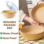 200PCS Air Fryer Liners Disposable: Round 7.9 Inch Non-Stick Airfryer Paper Liners - Food Grade Parchment Paper for 5 6 7 8 QT Air Fryer Baking and Roasting - Waterproof and OilProof (10 Inch on Top)