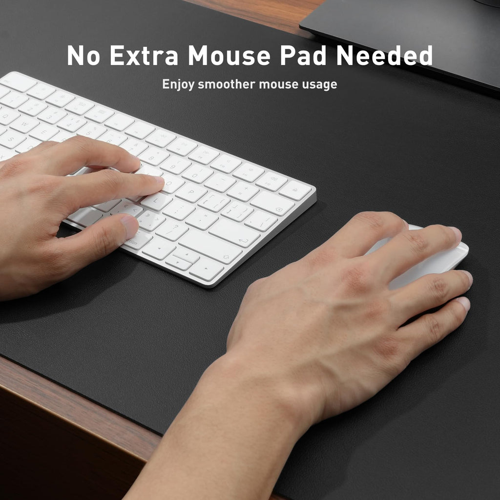 Non-Slip Waterproof PU Leather Desk Pad Protector for Mouse, Writing Desk, Office, Home, Laptop Blotter, 23.6" x 13.7", Black