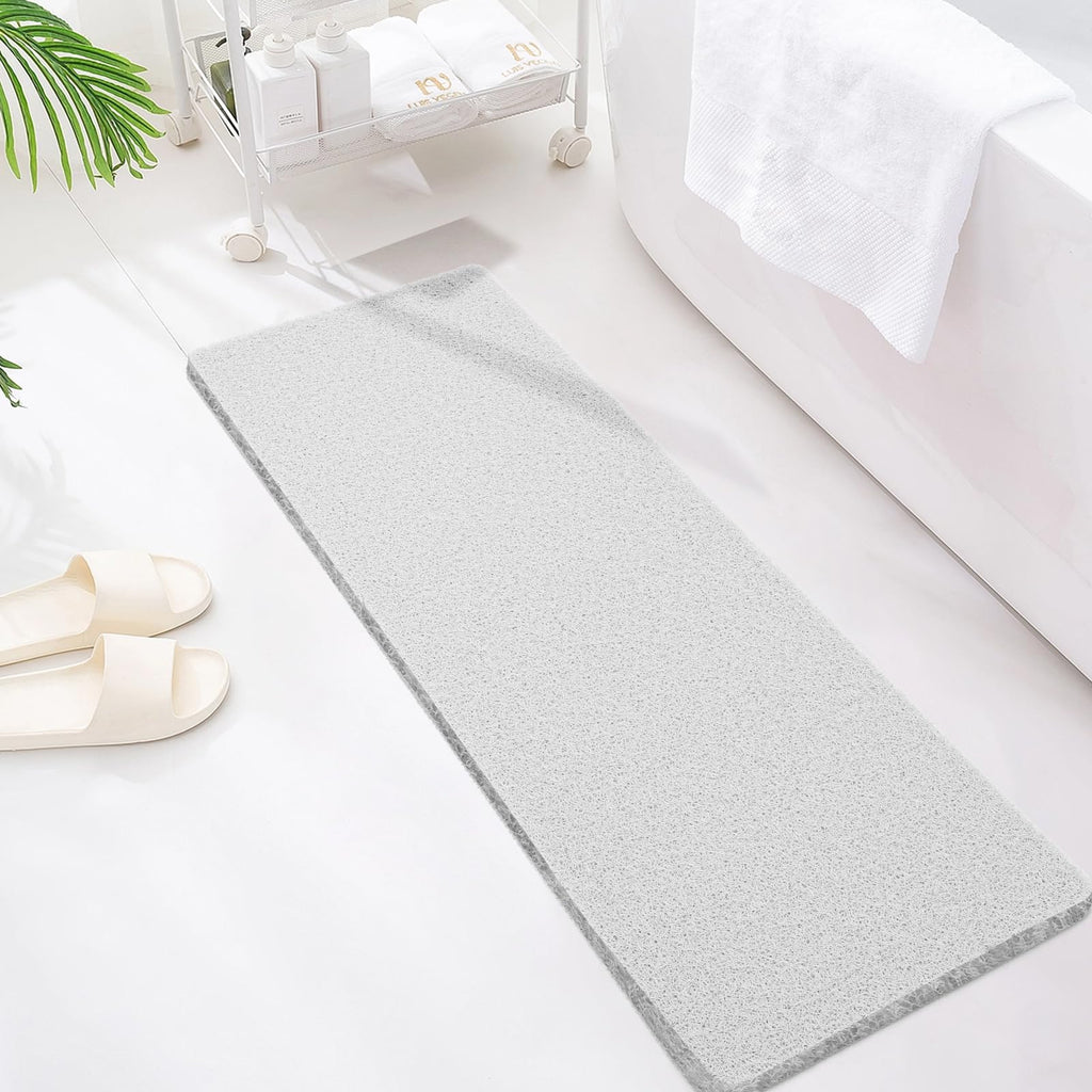 Joyhalo Shower Mats for Showers Anti Slip for Elderly, 47'' x 16'' Non Slip Bath Mat for Inside Shower, Bath Tub Mats for Bathroom Non Slip for Shower, PVC Loofah Bathroom Mats, White