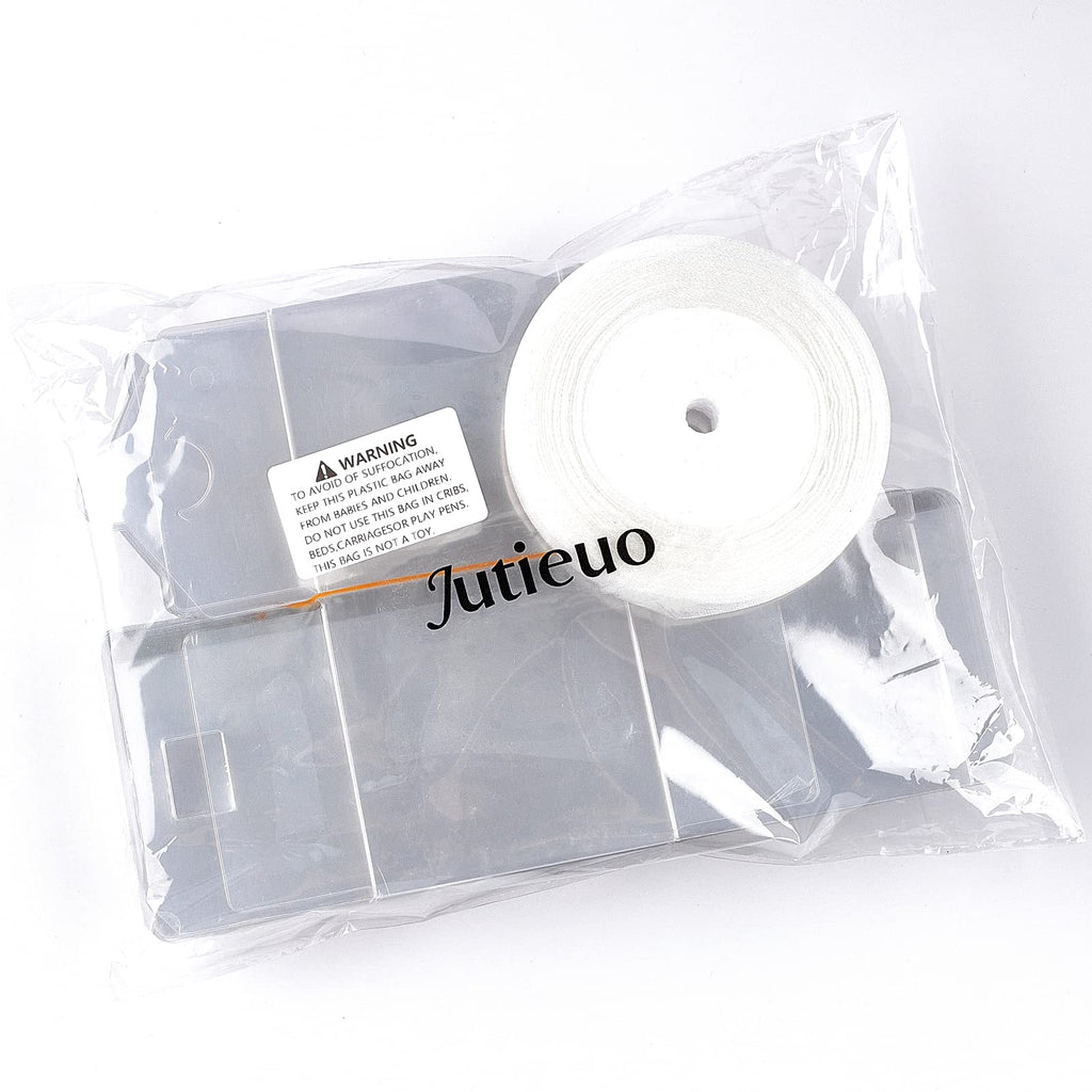 Jutieuo 45pcs Pack Clear Plastic Party Favor Boxes 2x2x2 Inches with Ribbons, Transparent Cube Treat Boxes for Candy Cupcake Goodie Gift, Individual Hot Cocoa Bomb Packaging Box