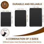 Baking Sheet Pan Set of 3, Commercial Cookie Sheets for Baking, Nonstick Half/Quarter/Jelly Roll Pans Replacement Toaster Oven Tray, Heavy Duty & Easy Clean, Dark Black