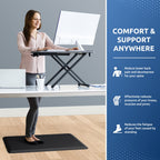 Kitchen Mat Cushioned Anti Fatigue Rug 17.3"x28" Water Resistant, Non Slip, Standing and Comfort Desk/Floor Mats for House Sink Office (Black)