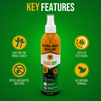 Natrual Mosquito, Gnats & Tick Spray Repellent, 8.5 FL OZ (250ml) Deet Free, Made with Essential Oils, Lasts up to 4 Hours Original (1, 1.7Oz)