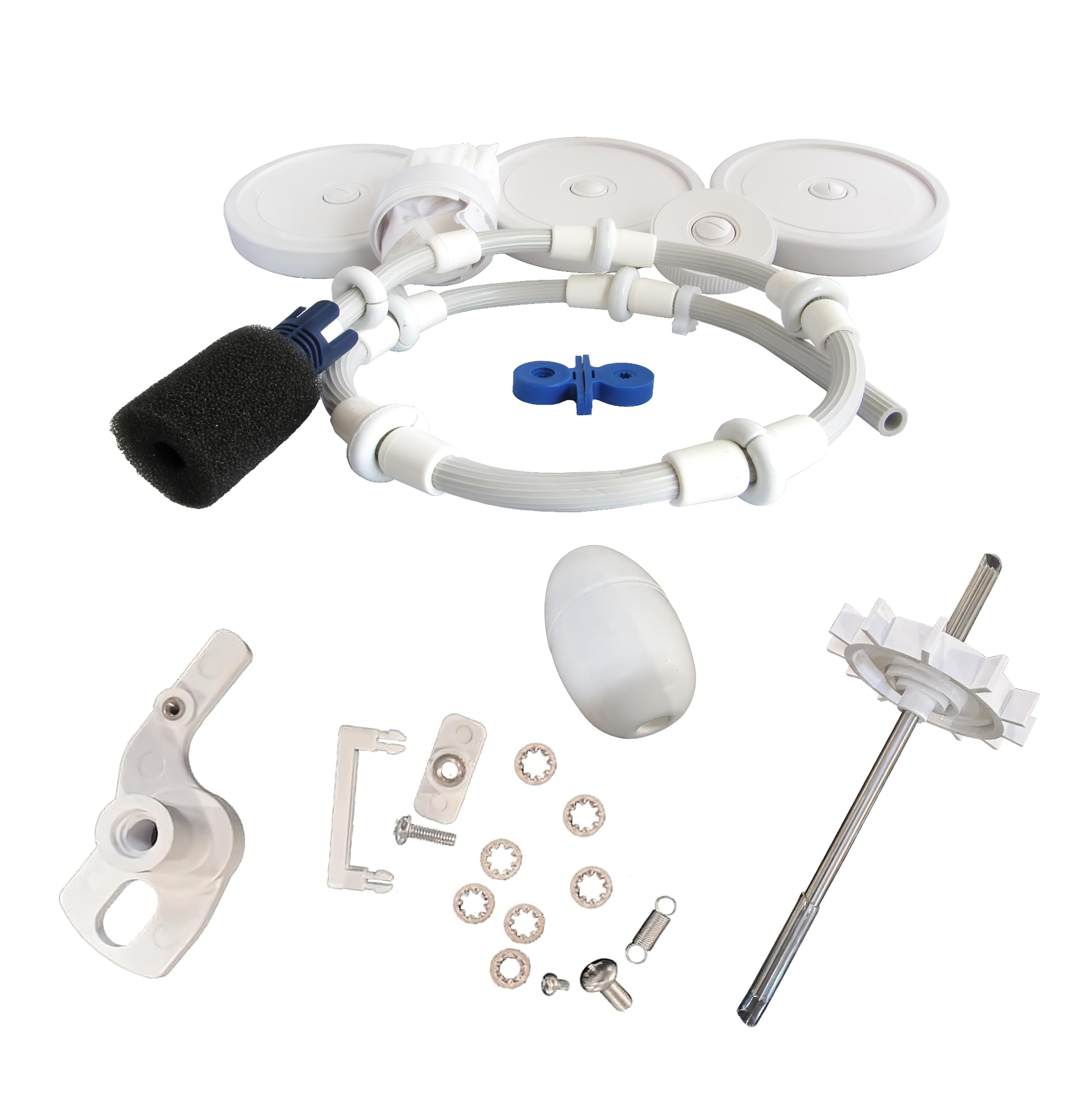 FibroPool Rebuild Kit for Polaris 280 White - Includes Wheels, Turbine, Bearings, Tail, Head Float, Bag, Swing Axle and Scrubber to Tune Up Automatic Cleaners - Not Compatible 360 or 380