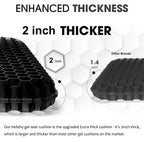 Gel Seat Cushion for Long Sitting, Extra Thick Gel Cushion for Wheelchair Soft Chair Pads Cushion for Office Home Chairs Car Seats Long Trips - Back Sciatica Hip Tailbone Pain Relief Cushion (Black)