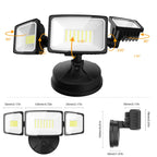 Onforu 75W Flood Lights Outdoor, 7000LM Brightness Security Lights Switch Controlled, 3 Adjustable Heads, IP65 Waterproof, 6500K Wall Mount Exterior LED Flood Light