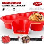 Walfos Silicone Texas Muffin Pan Set- 6 Cup Jumbo Silicone Cupcake Pan, Non-Stick, Just PoP Out! Perfect for Egg Muffin, Big Cupcake - BPA Free and Dishwasher Safe, Set of 2