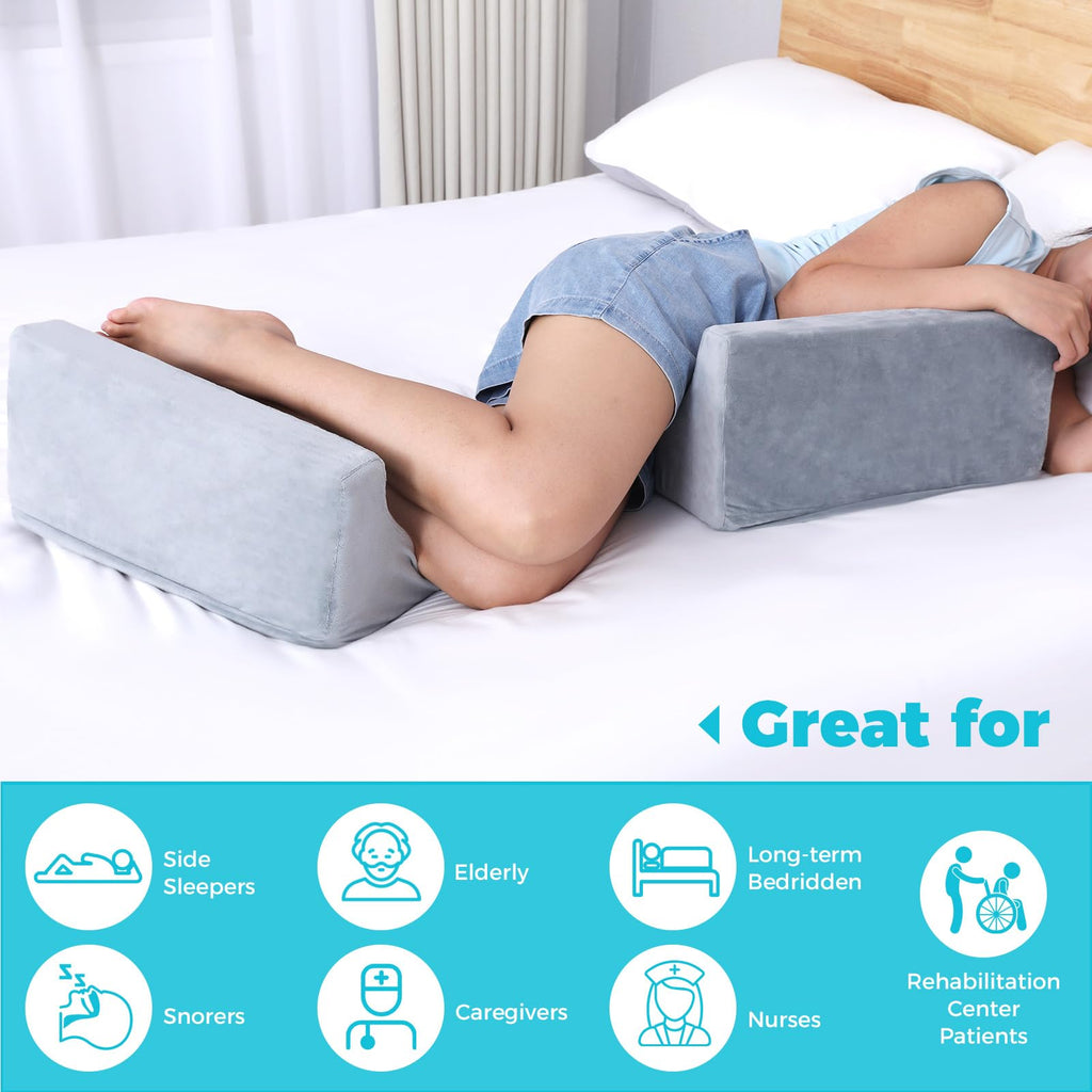 Fewener Small Wedge Pillow for Sleeping, 2 Pack Wedges & Body Positioners, Back Pillow for Side Sleeper & Back Pain Relief & Bed Sores