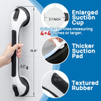 LEVERLOC Grab Bars for Bathtubs and Showers, 17 inch Handicap Grab Bars, Easy to Install & Removable Bathroom Suction Shower Grab Bar for Seniors,Shower Handle for The Elderly, Black
