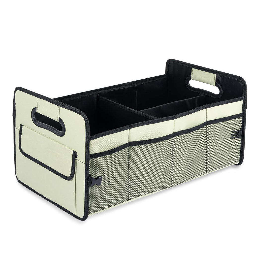 JiatuA Car Trunk Organizer, Car Organizers and Storage Collapsible Multi Compartment Container Box, Adjustable Car Accessories for SUV Sedan Truck, Standard Size, Light Green