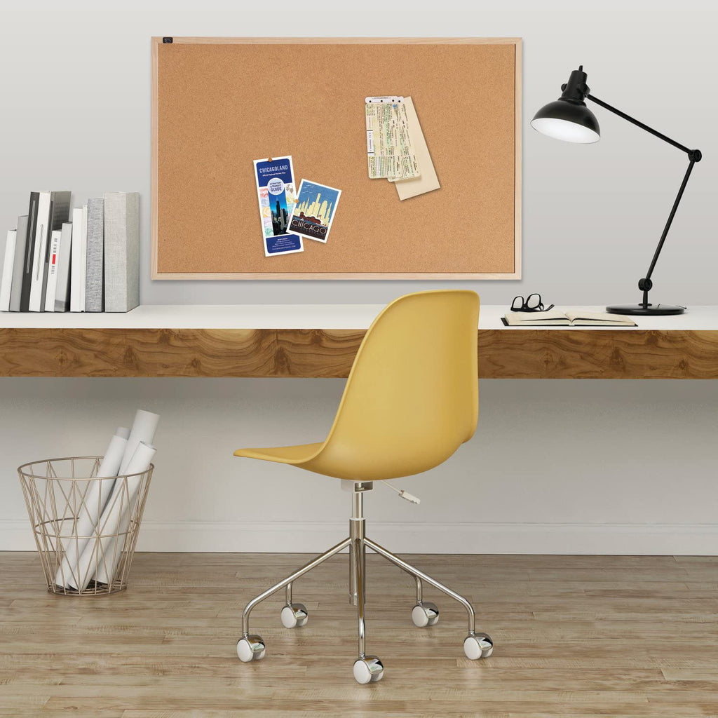 Quartet Cork Board Bulletin Board, 23" x 35" Framed Corkboard, Oak Frame, Decorative Hanging Pin Board, Perfect for Office & Home Decor, Home School Message Board or Vision Board (35-380352)