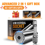 Super Universal Socket Tool Gifts for Men - 2 Pack Christmas Stocking Stuffers Mens Gift Socket Set with Power Drill Adapter(7-19 MM) Cool Stuff Gadgets for Birthday Gift for Women Fathers Dad