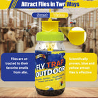 4 Reusable Fly Traps Outdoor Hanging with Bait Refill, Gnat Trap Killer Jar for House, Bug & Insect, Fruit Fly Repellent Patio, Fly Catcher for Stable
