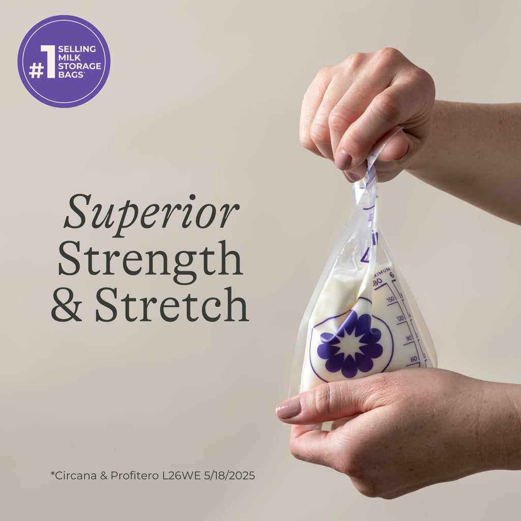 Lansinoh Breastmilk Storage Bags, 150 Count, Baby Essentials, Fast Freeze & Thaw Breast Milk Bags for Baby Bottle Feeding, Superior Strength & Stretch, 6 Ounce