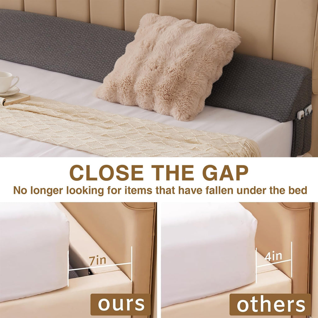 Bedluxe King Wedge Pillow Headboard (76"x10"x6"), Bed Wedge Pillow for Headboard, Foam Headboard Pillow, Bed Gap Filler King - Fill The Gap (0-7"), Mattress Gap Filler (Air-Layer Black, 76"x10"x6")