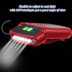 Mudder 2 Pieces LED Clip on Cap Lights USB Rechargeable Cap Flashlight Clip Waterproof Ultra Bright Hat Flashlight Headlamp for Christmas Fishing Camping Hand Work(Black, Red)