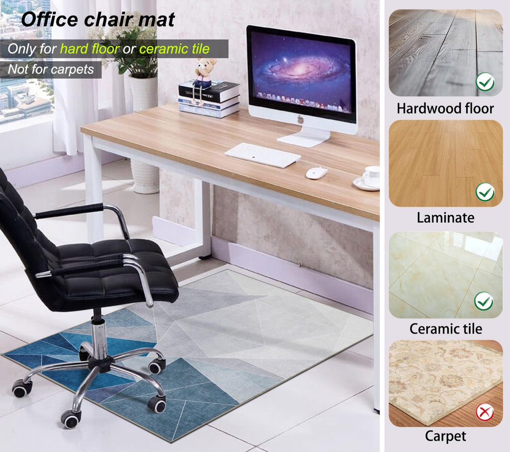 SAIKOOWA Office Chair Mat for Hardwood Floor,36"*48" Highly Premium Quality Office Floor mat, Desk Mat for Rolling Chair- Anti-Slip Chair Rug for Office Home Laminate Floor Blue Grey