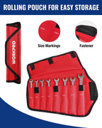 WORKPRO 8-piece Flex-Head Ratcheting Combination Wrench Set, SAE 5/16-3/4 in, 72-Teeth, CR-V Constructed, Nickel Plating with Organizer Bag