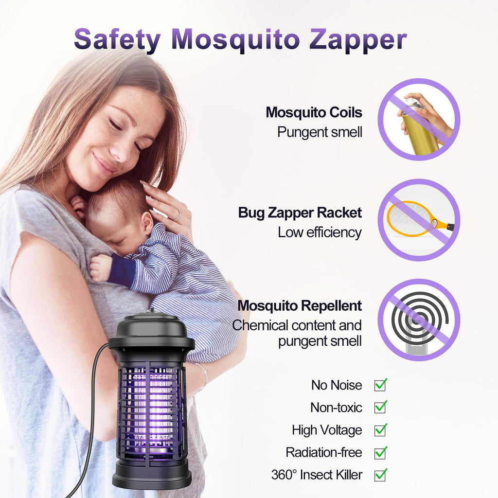 Mosquito Zapper, Meilen Bug Zapper Outdoor, Electric 4000V Fly Zapper Waterproof Bug Zapper Indoor, Portable Fly & Insect Killer for Patio, Home, Kitchen, Backyard