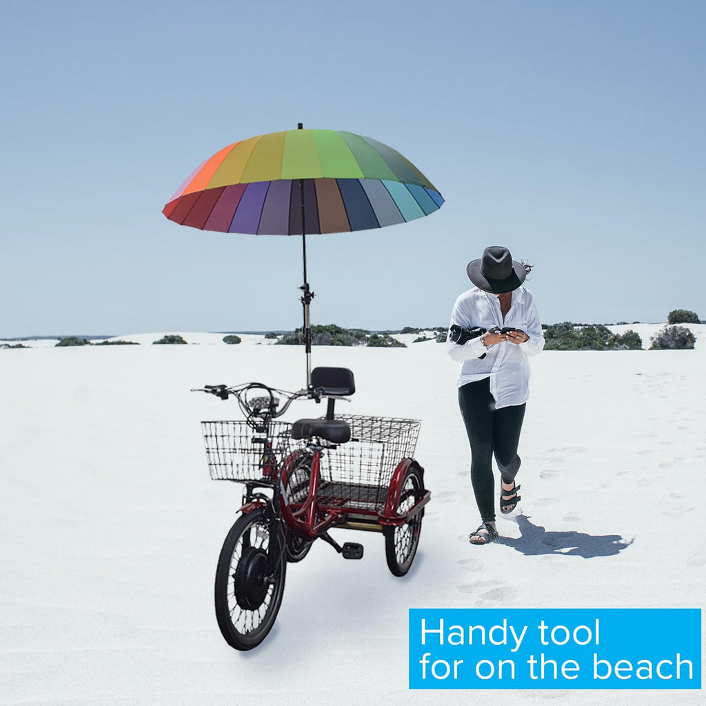 AlveyTech Universal Grip Umbrella Holder - 360° Angle Adjustable Attachment Clamp Mount Connector, for Mobility Scooter, Power Chair, Wheelchair, Push Walker, Rollator, Beach Sport Sun Shade Outdoor